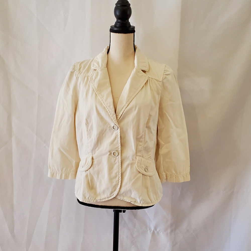 Loft Khaki Casual Blazer 3/4 Sleeves Size L